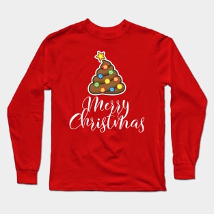 Merry Christmas Poop Emoji Christmas Tree Long Sleeve T-Shirt